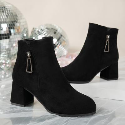 Fashion Women Spring and Autumn Single Boots 2025 New Scrub Booties Block Heel Autumn and Winter High Heel