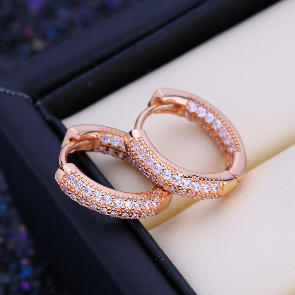 FEEYOO Clip-Ohrringe, Roségoldfarben, modische Ohrringe für Damen, Zirkonia, Ohrstecker, Schmuck