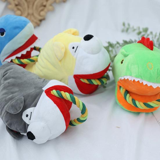 Plush Interactive Dog Toy Squeaky Stuffed Animal Puppy Chew Toy Dog Tug of War Toy for Large Small Dogs Training Teeth Cleaning
