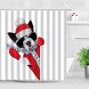 Funny Animal Christmas Dog Shower Curtains Chic Cute Pet New Year Xmas Bath Curtain With Hooks Waterproof Fabric Bathroom Decor