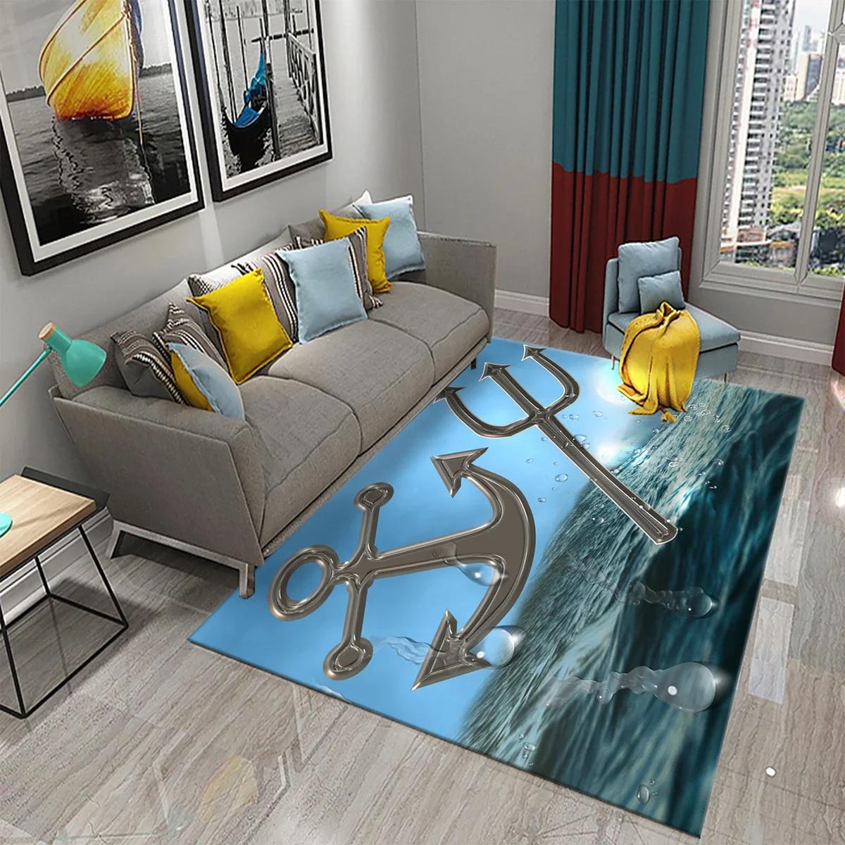 

Anchor Carpet Non Slip Boat Decor Rug for Living Room Bedroom Kitchen Bathroom Entrance Door Area Rugs Sea Theme 50x80cm