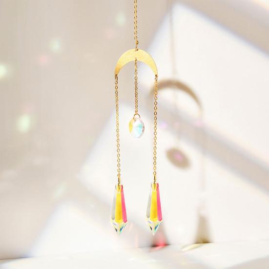 Faux Crystal Suncatcher, Colorful Prisms Window Hanging Sun Catcher, Moon Sun Rainbow Maker Chain Pendant for Garden Home Decor