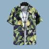 Set Coordinato da Uomo Casual a Maniche Corte Floreale Hawaiano ad Asciugatura Rapida e Pantaloncini da Spiaggia
