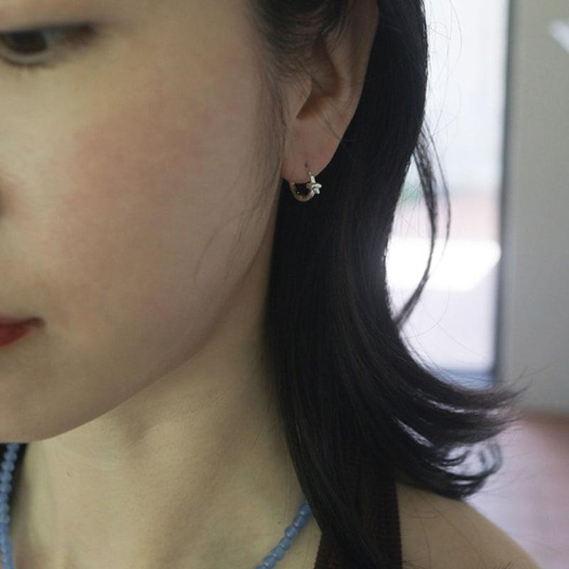 Modernlike 14k Gold-filled Silver Knot Ring One-touch Earrings