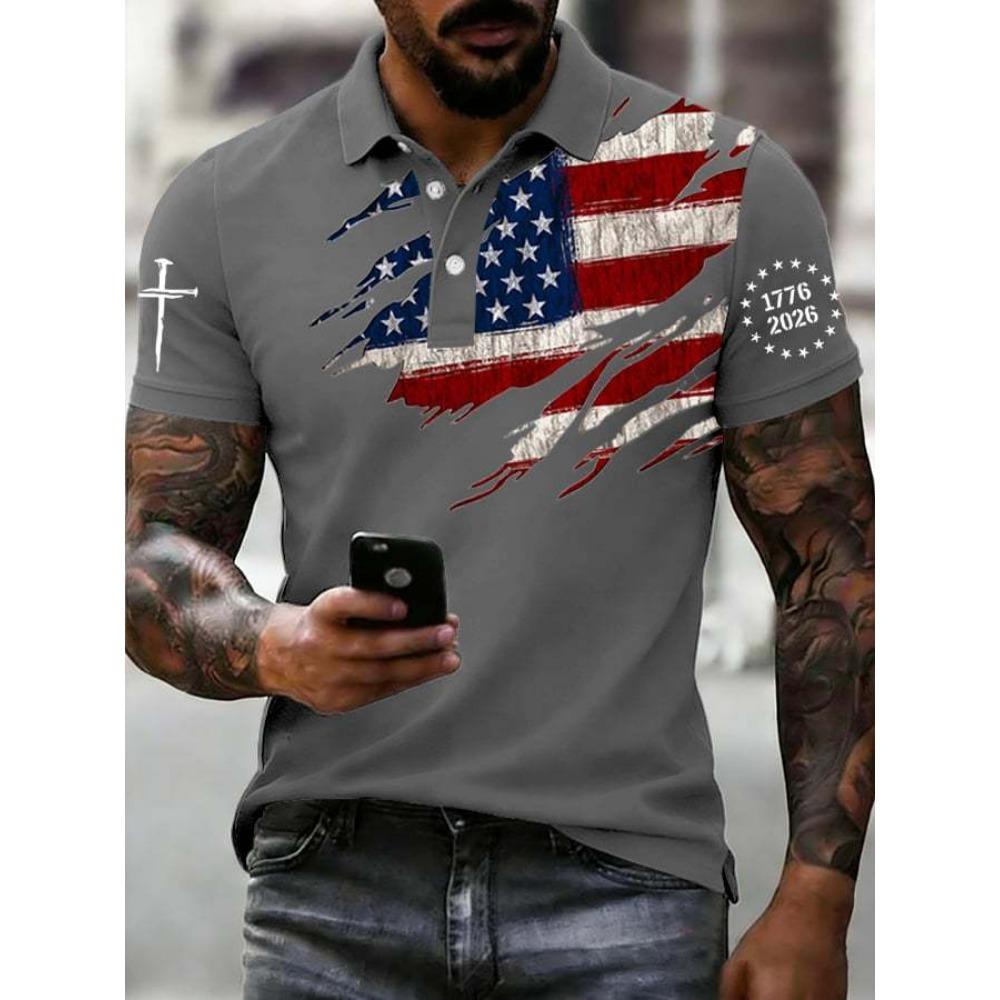 2026 Spring and Summer New Hot Selling Polo Shirt for Men with European and American Short Sleeves and Digital Printing