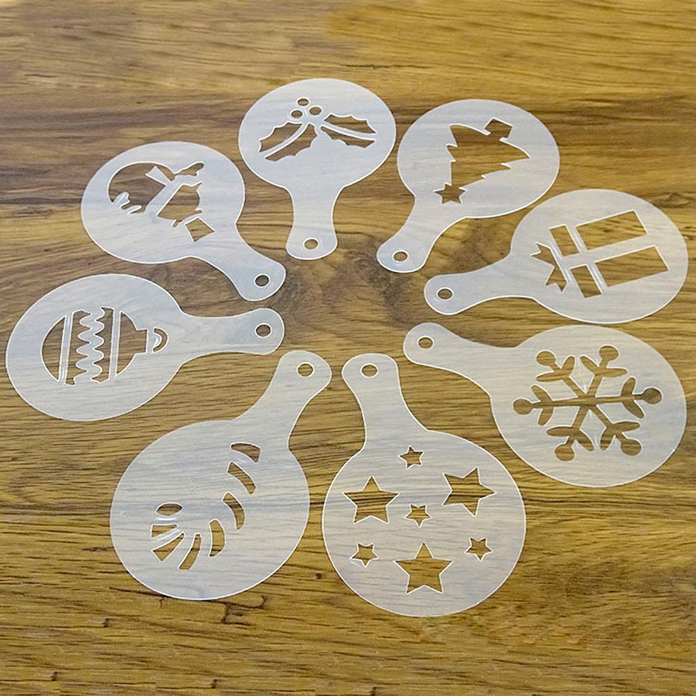 

Reusable Mold Coffee Milk Cake Cupcake Stencil Template Coffee Barista Cappuccino Template Strew Pad Duster Spray Tools 13 Type