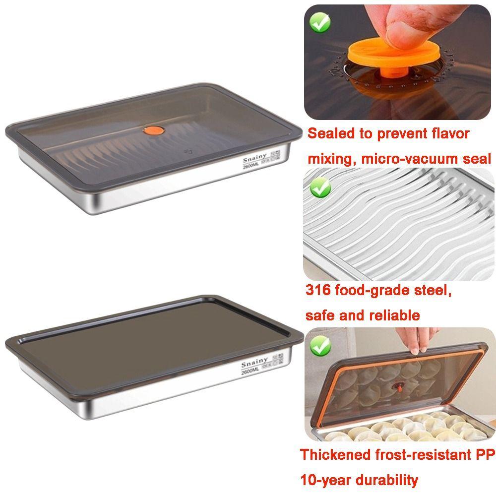 316L Stainless Steel Dumpling Storage Box Non-Stick Airtight Freezer Box Large Capacity Food Storage Container Home Kitchen