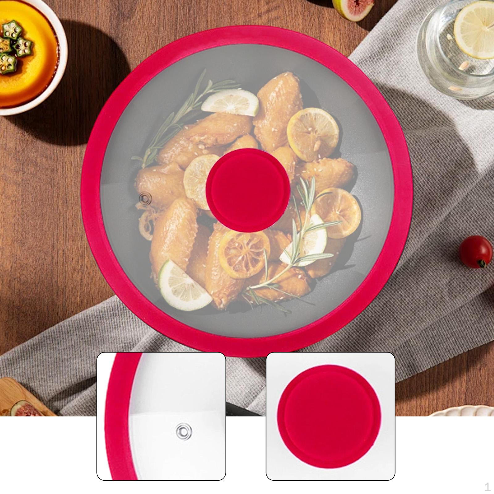 Крышка для кастрюли Силиконовая Универсальная Крышка Стеклянная Замена Сковорода Сковорода Аксессуар Пароотвод 24cm red