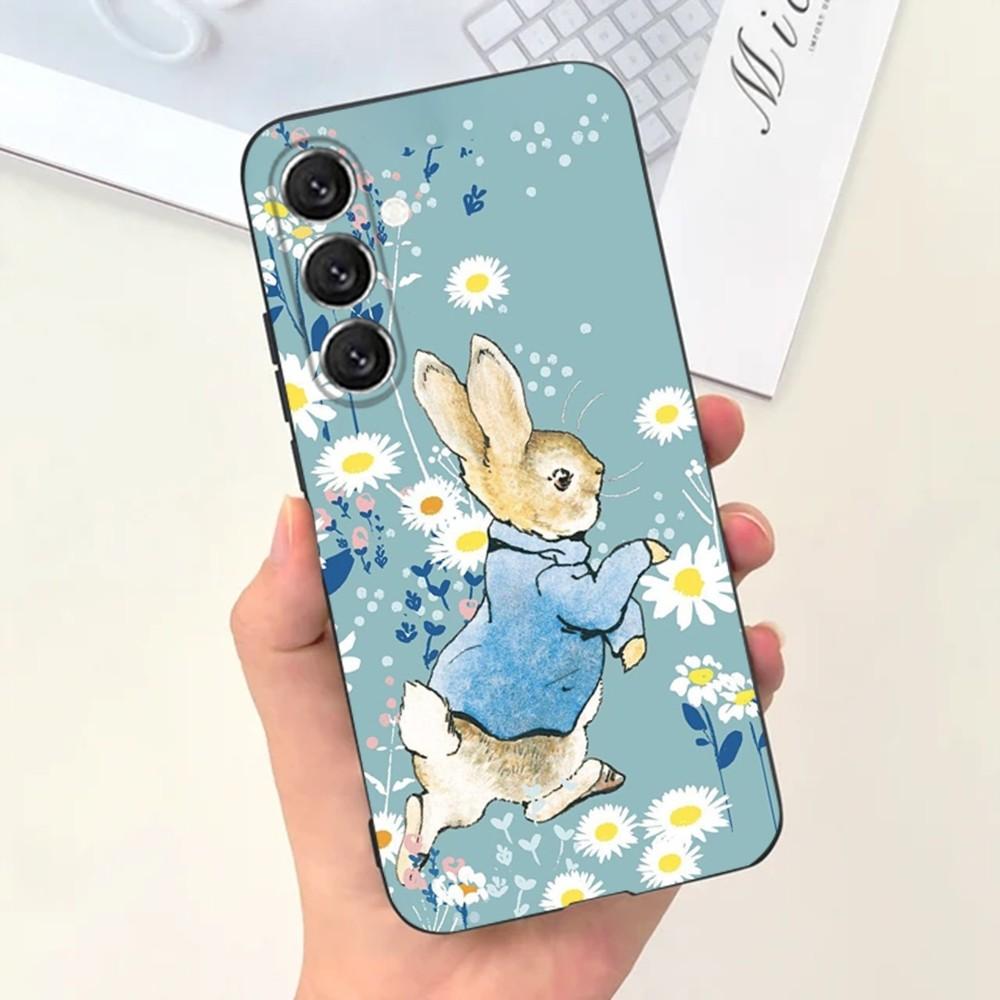 Cute P-PeterS Rabbit Phone Case For Samsung S25,S24,S21,S22,S23,S30,Ultra,S20,Plus,Fe,Lite,Note,10,9,5G Black Cover