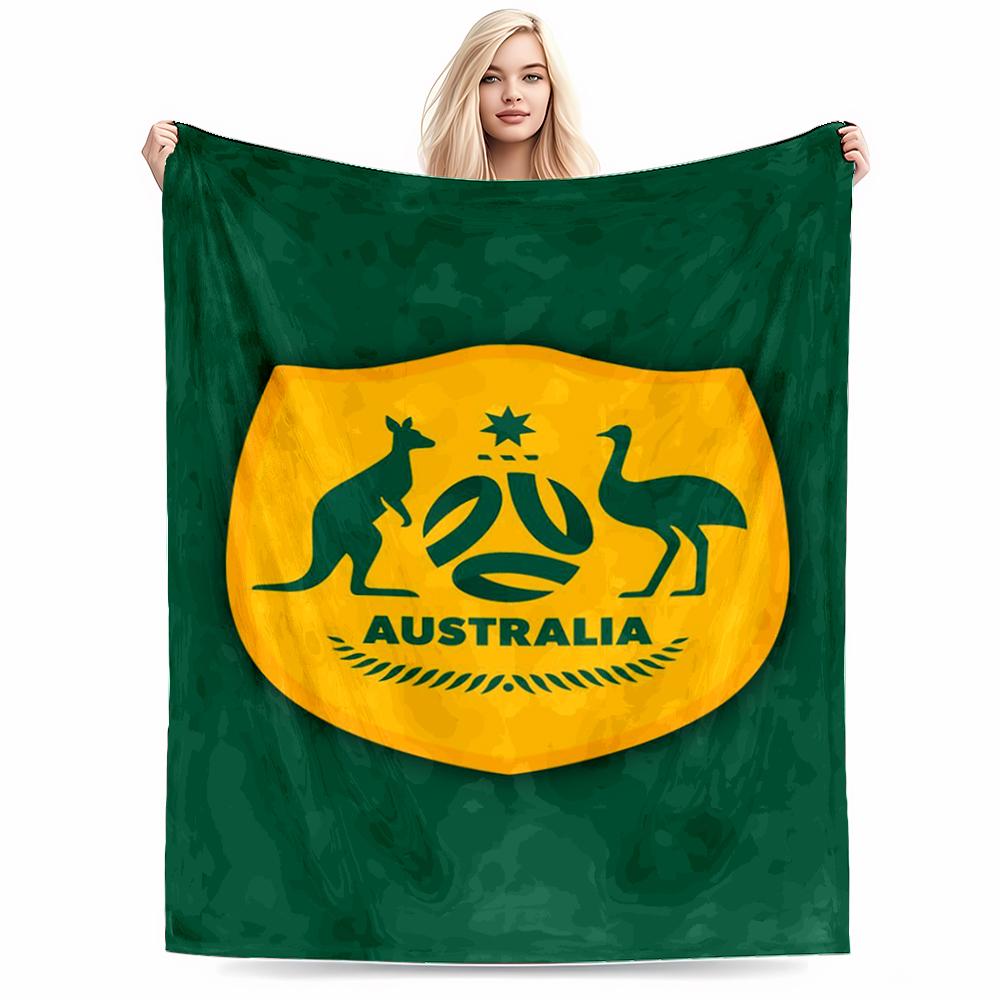 Australia Emblem Keep warm with Kangaroo & Emu DesignFlannel blanket for bedroom, living room, sofa, and nap
