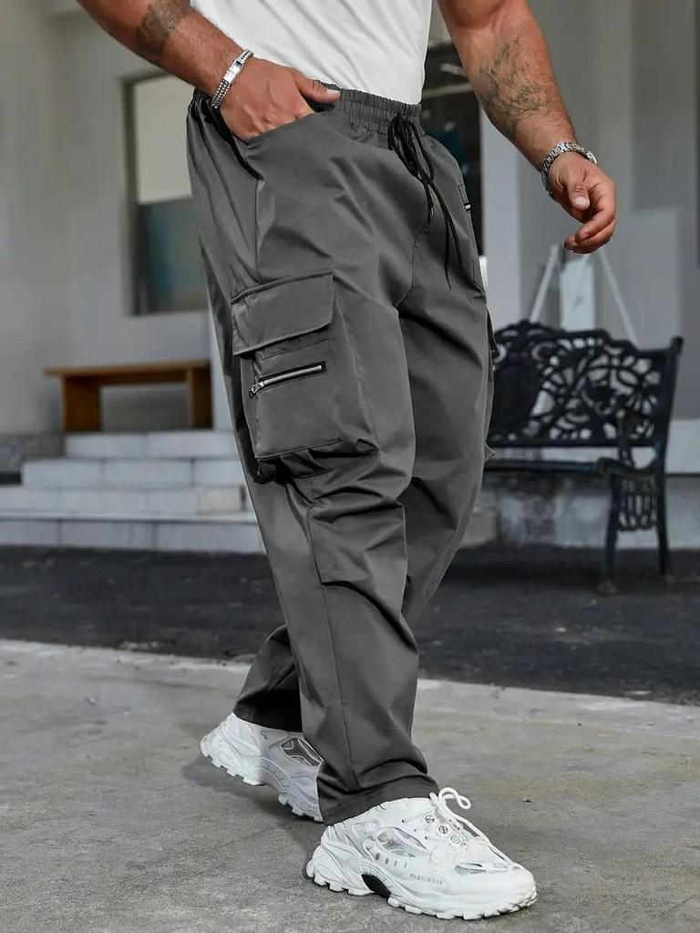 2025 Men's Outdoor Cargo Pants: Loose Fit, Multi-Pocket, Functional, Elastic Drawstring, Zipper Design