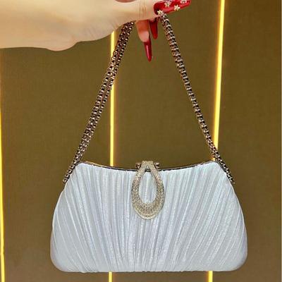 Sac à main, Robe de soirée à une épaule, Petit sac bandoulière, Dame de soirée, Sac à main plissé
