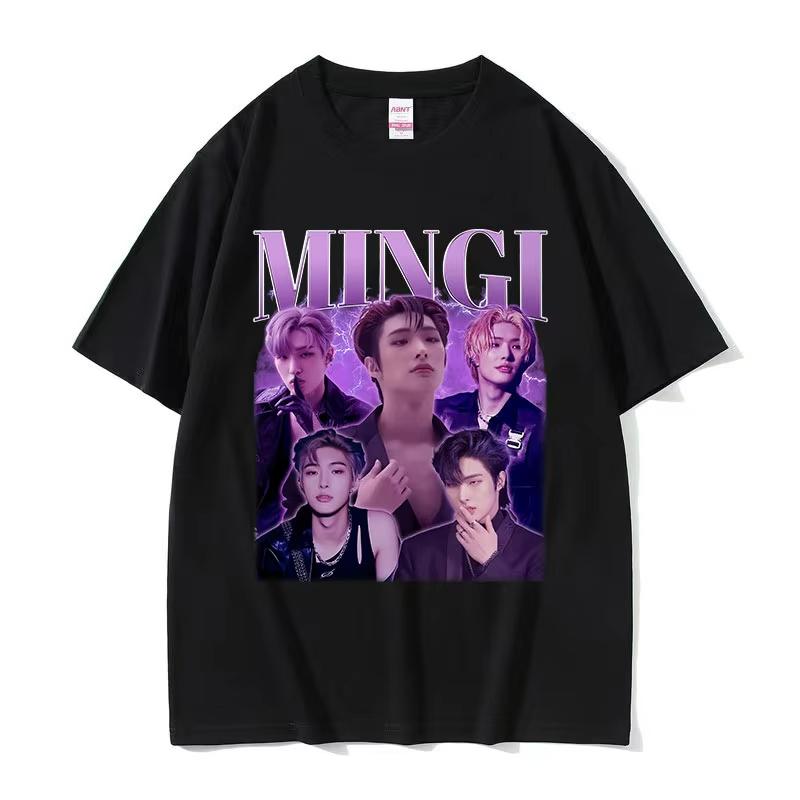 Summe Kpop Band Choi San Ateez Grafisk Dam Unisex Hip Hop Kläder Överdimensionerad Bomullstryckt T-shirt Andningsbar T-shirt