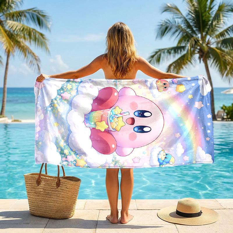 Kirby Fashion Beach Towel Portable Soft Quick Dry Towel For Swimming Camping Holiday Use