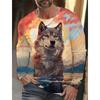 Fashion Men's Crew Neck Long Sleeve 3D Color Printing Summer Casual Long Sleeve Crew Neck T-Shirt