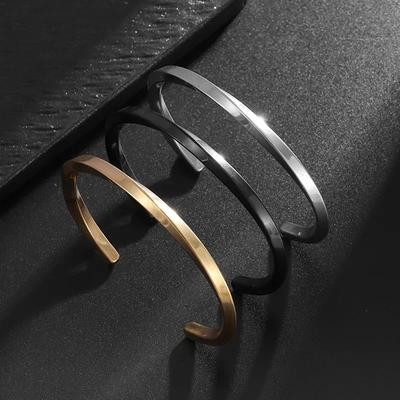 Fashionable and Simple Stainless Steel Glossy Geometric Twisted Open Bracelet Couple Casual Trendy Jewelry for Men and Women
