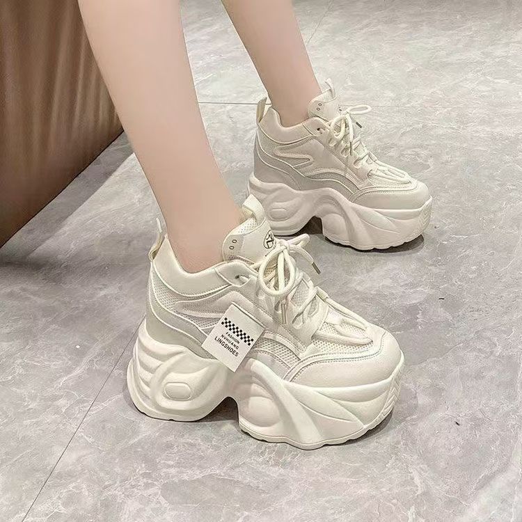 Fashion New Autumn Breathable Women Casual Shoes Fashion High Heels Women Wedges Heels Sneakers Thick Sole Trainers Platform Shoes