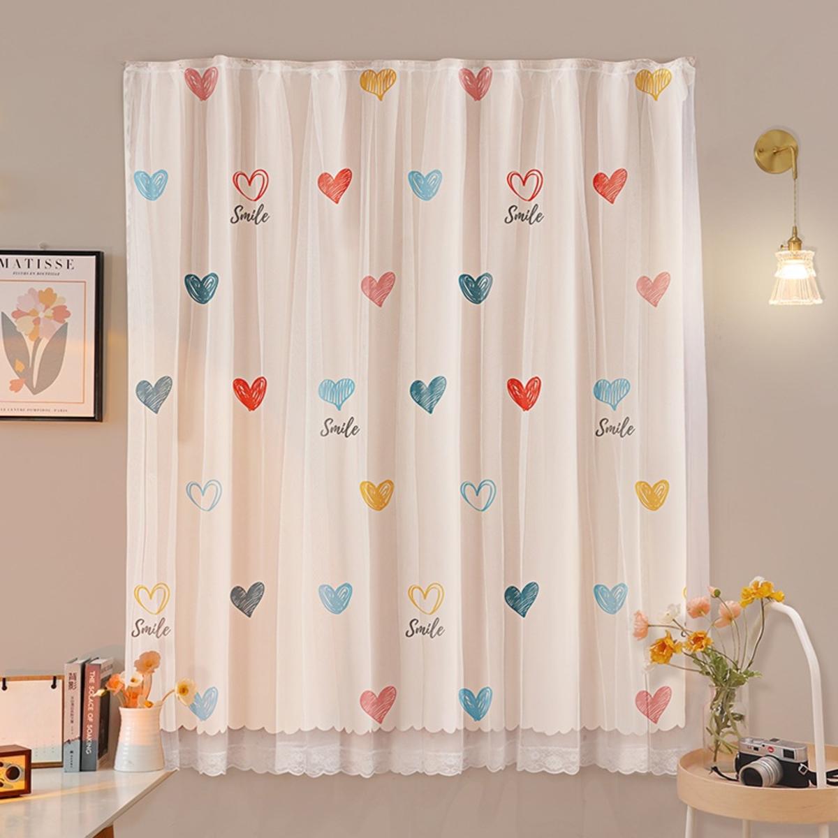 

Non-perforated Magic Blackout Curtain Stickers Pasted Dormitory Windows Permeable Light Rental Gauze Curtains love
