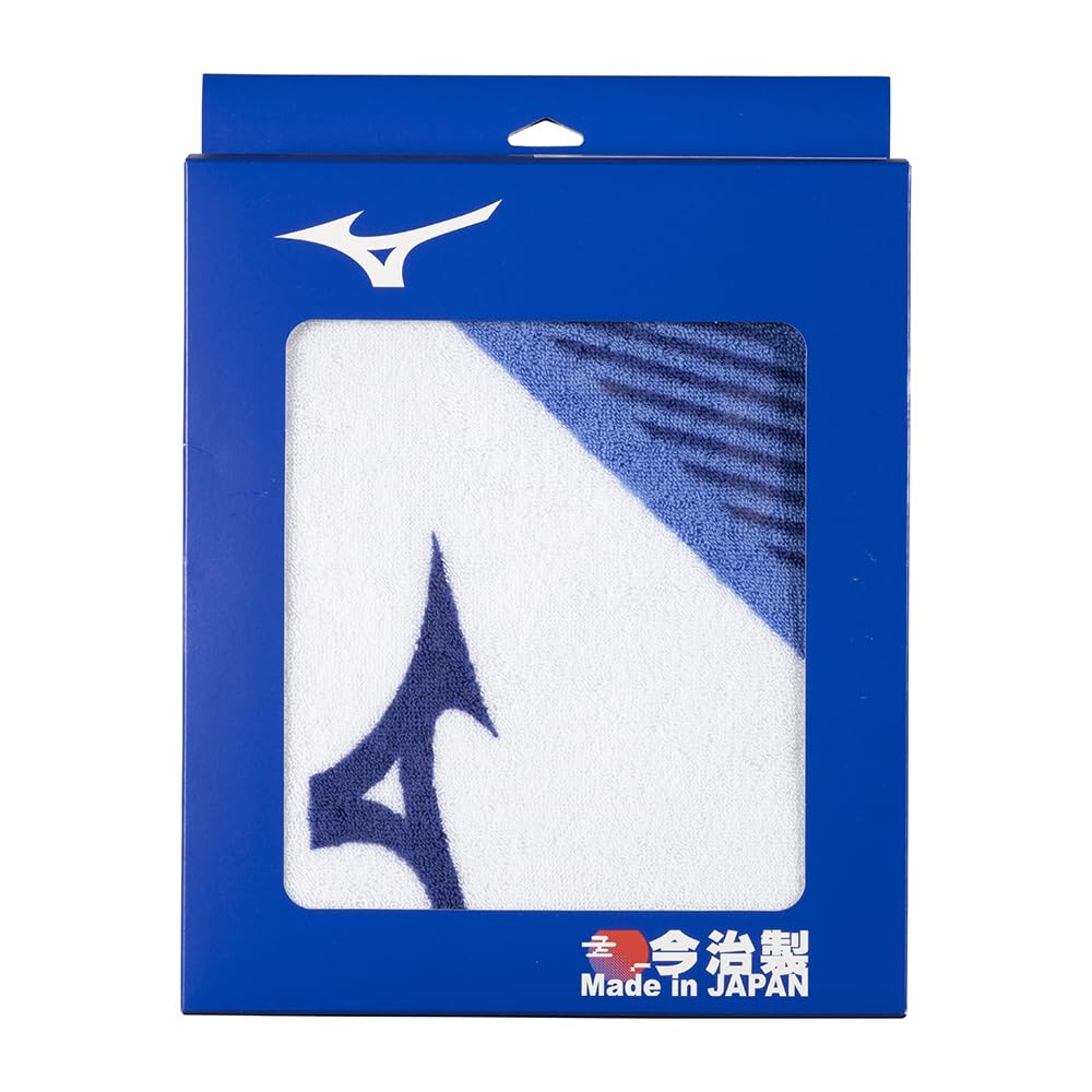 Mizuno Imabari Sports Bath Free Size Towel, Towel, Boxed, White/Blue (32JYB100),