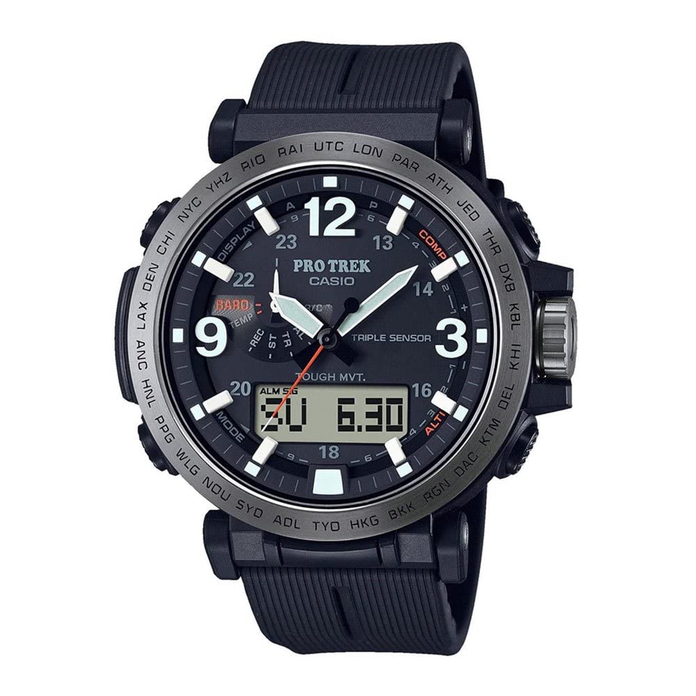 

Casio Men s Analog Digital Quartz Watch with Plastic Strap PRW-6611Y-1ER, Black, Strap 51.6mm, Black///White, 51,6MM, Strip