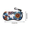 2D-Bohemian Floral Pattern Zipper Sunglasses Case, Stylish Botanical Print Eyewear Protective Holder, Durable Portable Spectacle Organizer for Women