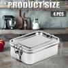 4 Pcs Stainless Steel Food Storage Containers With Lids 850Ml Reusable Metal Lunch Containers Steel Snack Box Food Prep Containe