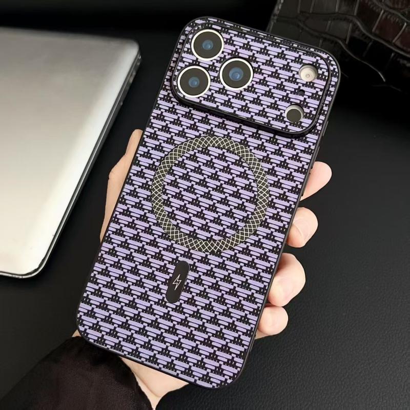 For Magsafe Leather Texture Magnetic Phone Cases For iPhone 16 15 14 17 Pro Max 16e Plus Case Wireless Charging Shockproof Cover