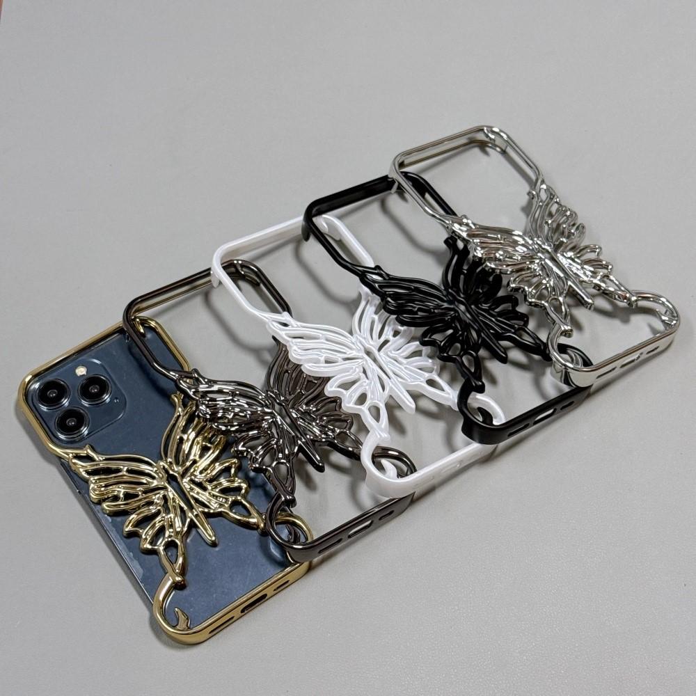 Artistic Hollow Butterfly Case For iPhone 17 Air 16 15 14 13 12 11 Pro Max Plus Hard PC 3D Cut-Out Plating Phone Funda