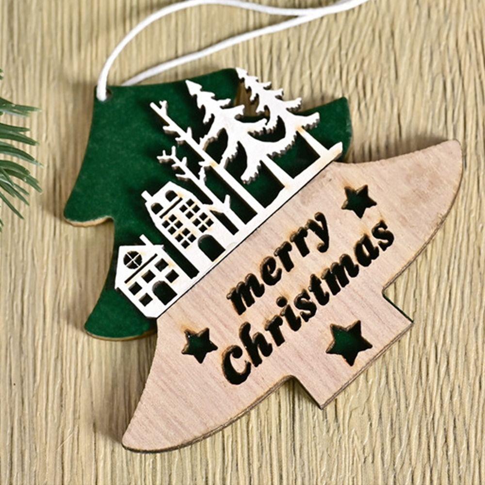 4pcs DIY Christmas Tree Wooden Pendant Handmade Christmas Hanging Decoration Children Gifts