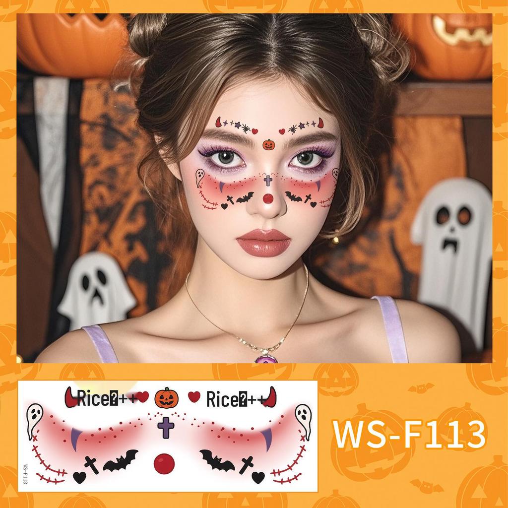 Tatuaje de Față Impermeabile de Halloween cu Fantome Jucăușe - Autocolante Drăguțe Temporare pentru Machiaj de Vrăjitoare