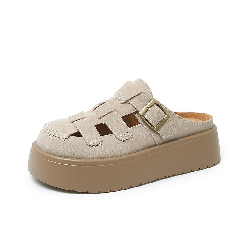 Two wearing bag head sandals for women's summer wear 2025 new thick-soled muffin lazy one-pedal shoes