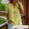 Women's Fashion Casual V-Neck Short Sleeve Blouses & Shirts