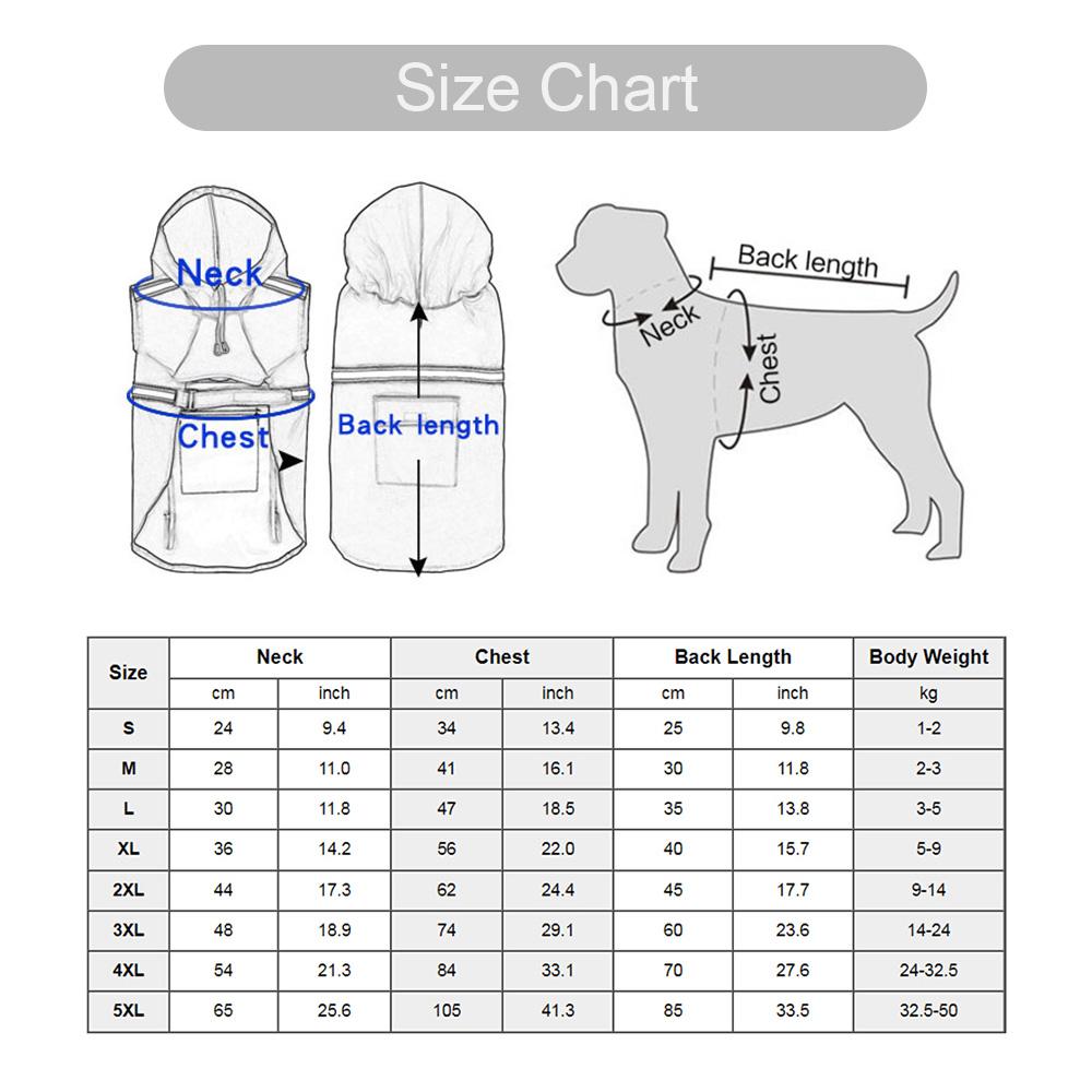 

Dog Raincoat with Hood Reflective Waterproof Slicker Rain Jacket for Small Medium Large Dog