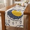 Thickened Ramadan Table Runner Vintage Decorative Dining Table Flag Castle Lantern Pattern Table Cover Islamic Party Decor
