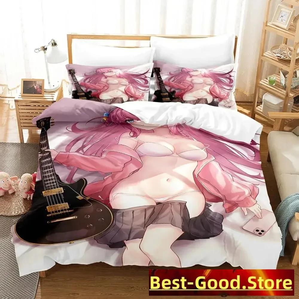 Gotou Hitori Bedding Set Single Twin Full Queen King Size Bed Set Adult Kid Bedroom Duvetcover Sets Anime Parure De Lit Bed