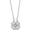 Pendant Necklace - Jewelry - Heart and Clover - Cubic Zirconia - Silvertone - 46cm