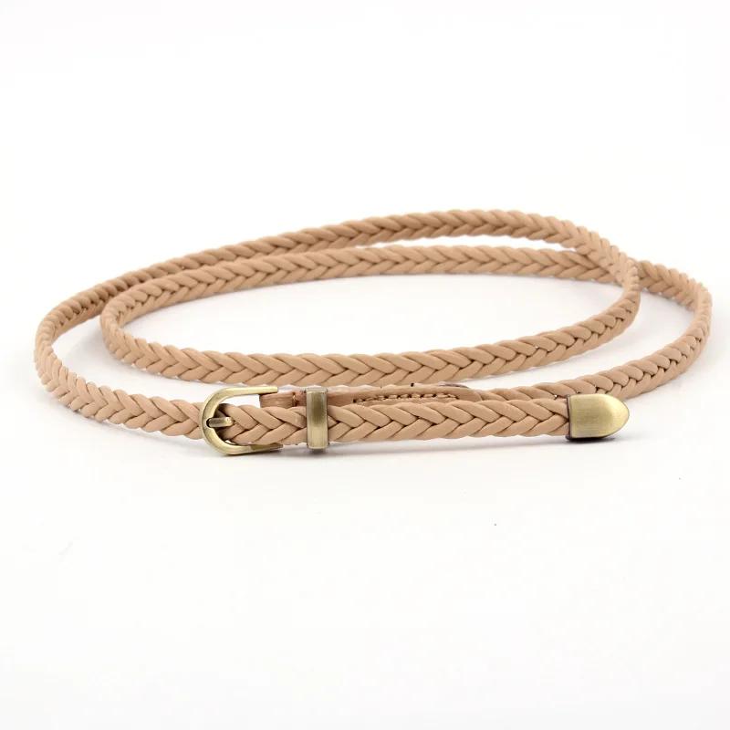 Women Belts New Retro braid PU Leather Metal Pin buckle Belt Girl Dress Jean Pants Waistband Belts Clothing Accessories 0.8X99cm