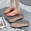 2025 Women's Mesh Slip-On Jelly Sandals: Crystal, Hollow Out, Flat Bottom, Comfortable, Casual Korean Style.