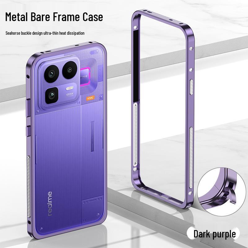 Crossing Exclusive: Metal Frame Phone Case with Seahorse Buckle for Realme Neo8, Features Heat-Dissipating Super Running Design