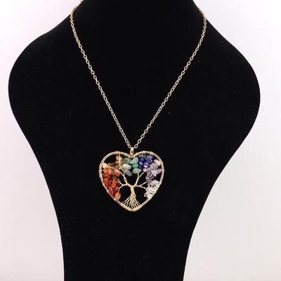 Natural Stone Tree of Life Heart Necklace Pendant