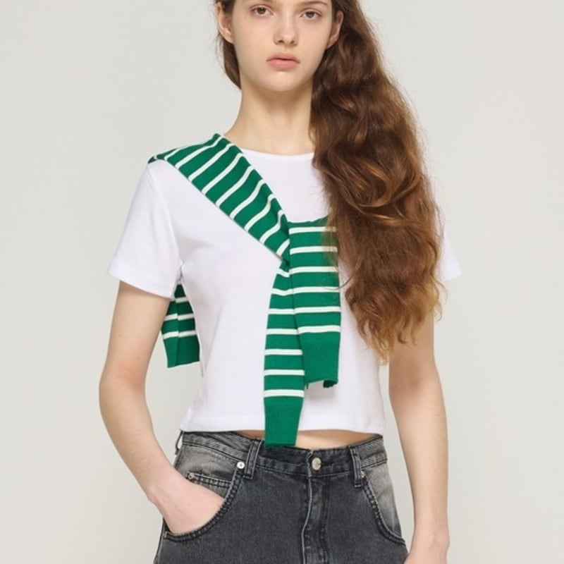 CARGOBROS Pasiasty Warstwowy Dzianinowy Ponczo (Zielony)