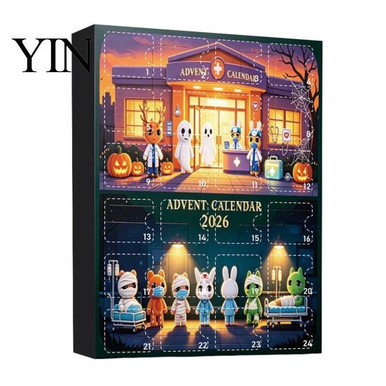 Calendario de Adviento Hospital de Animales de Terror Halloween 2026, Cuenta Atrás Sorpresa de 24 Días con Piezas Misteriosas, Adornos Acrílicos, Figuras Coleccionables