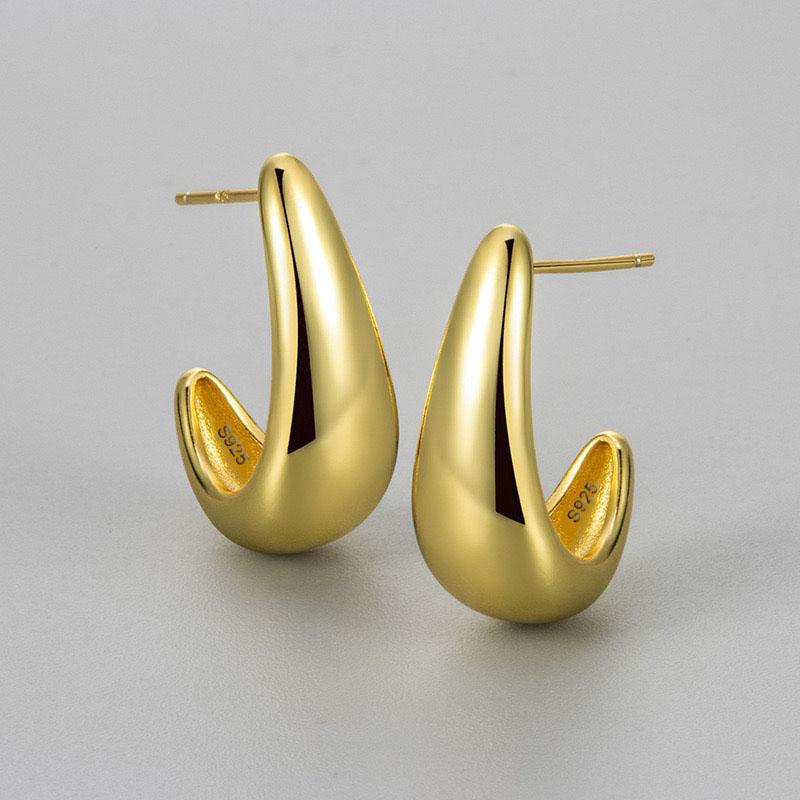 925 Sterling Silver Earrings For Women Trendy Gold Color Geometric Earring Jewelry Prevent Allergy Party Accessories Gift