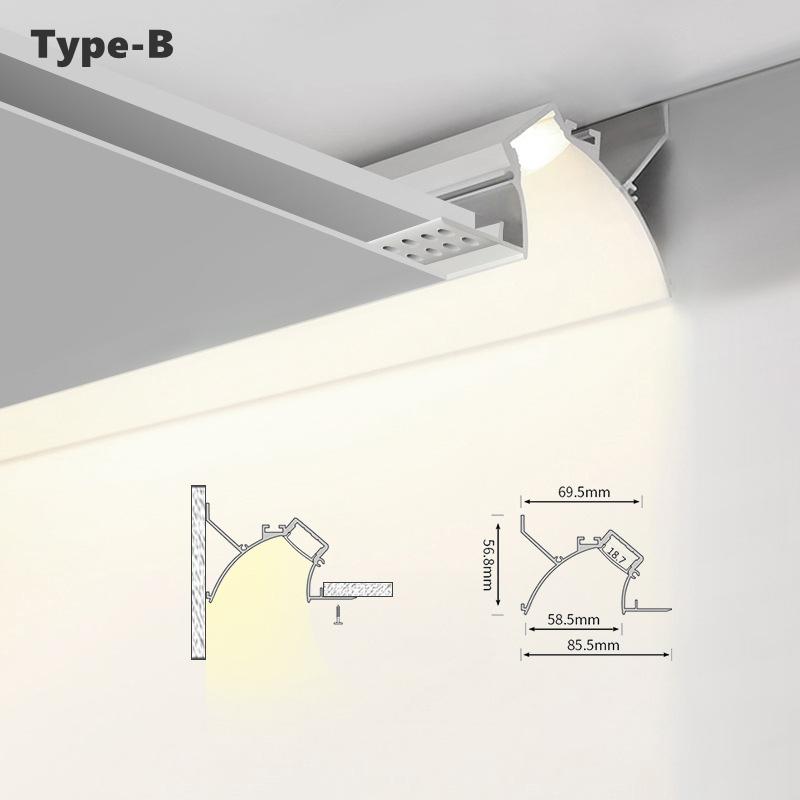1m Bezrámový Vstavaný Stropný LED Hliníkový Profil Lineárna Tyčová Pásiková Lampa Pre Sadrokartón Skryté Podsvietenie Líniové Rohové Osvetlenie
