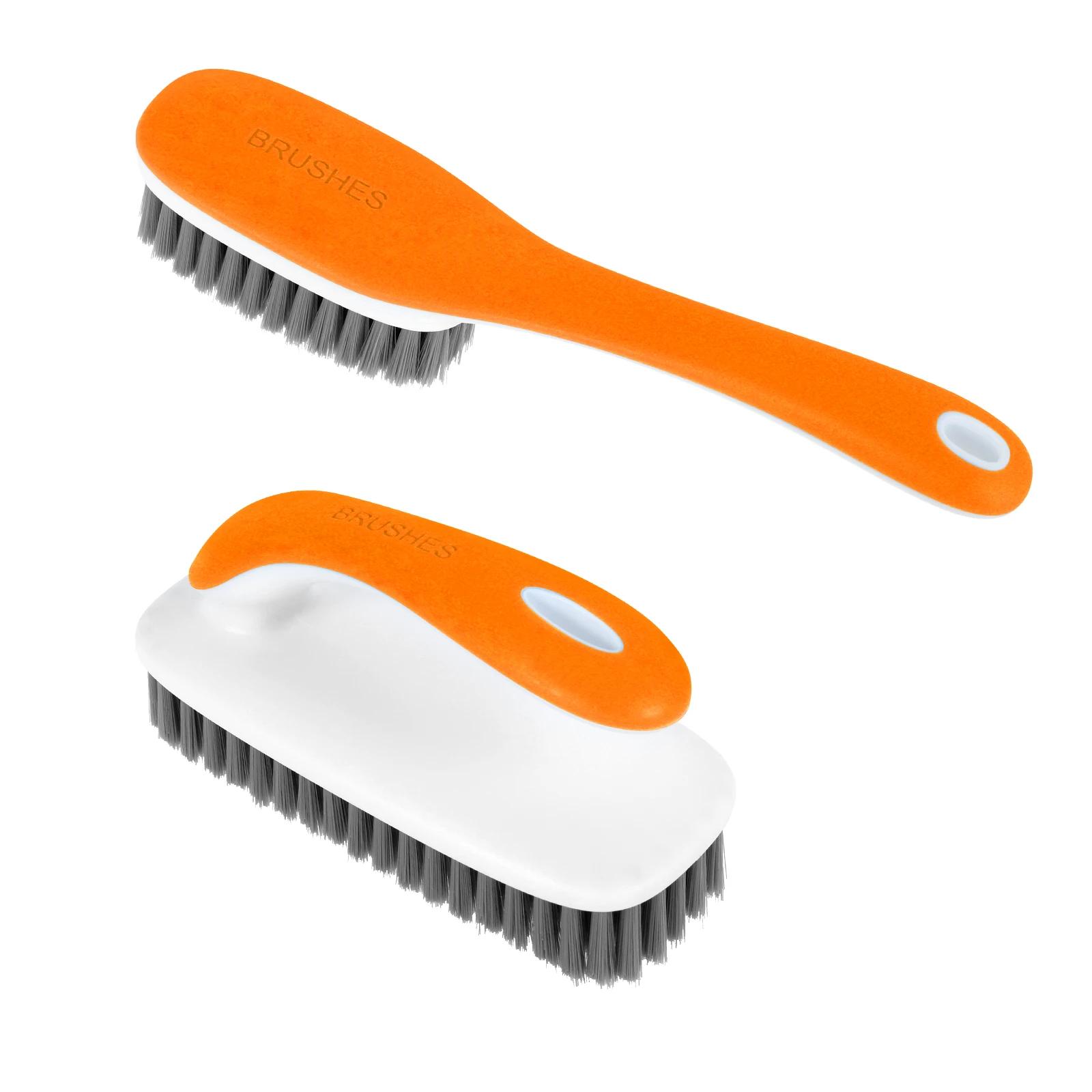 2Pcs Laundry Brush Soft Bristle Clothes Shoes Cleaning Brushes Long-handled Multi-functional Household Hand-held Bathroom Brush оранжевый