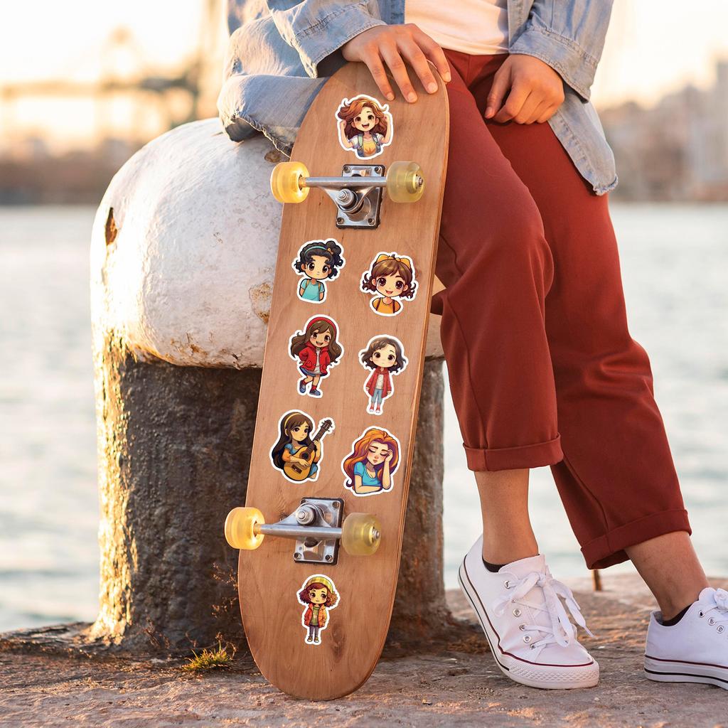 100 Cute Cartoon Girl Doodle Stickers Car Skateboard Suitcase Decoration Stickers Waterproof Stationery Stickers