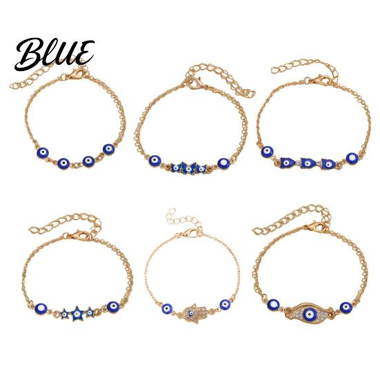 Mediterranean Good Luck Bracelet Evil Eye Hand of Fatima Women