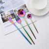 Rainbow Color 24Pcs Dinnerware Stainless Steel Cutlery Set for 6 People Knife Fork Spoon Western Tableware Silverware Set for Home Wedding