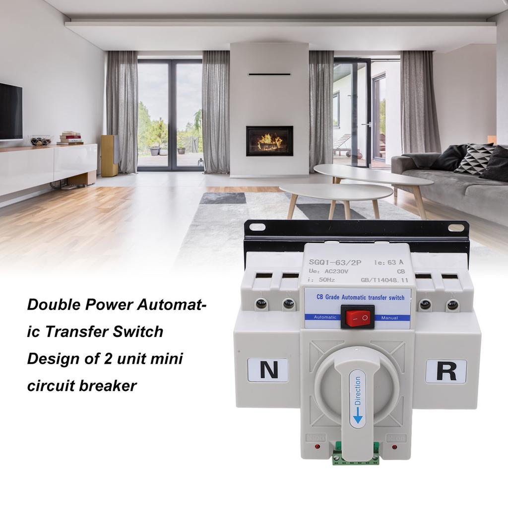 2P Automatic Transfer  Miniature Circuit Breaker Dual Power Changeover  230V 63A Dual Power Changeover
