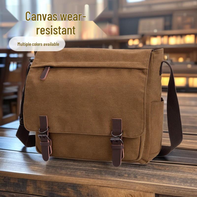 Men's Canvas Messenger Bag - Travel Crossbody, Shoulder Laptop Bag, Briefcase